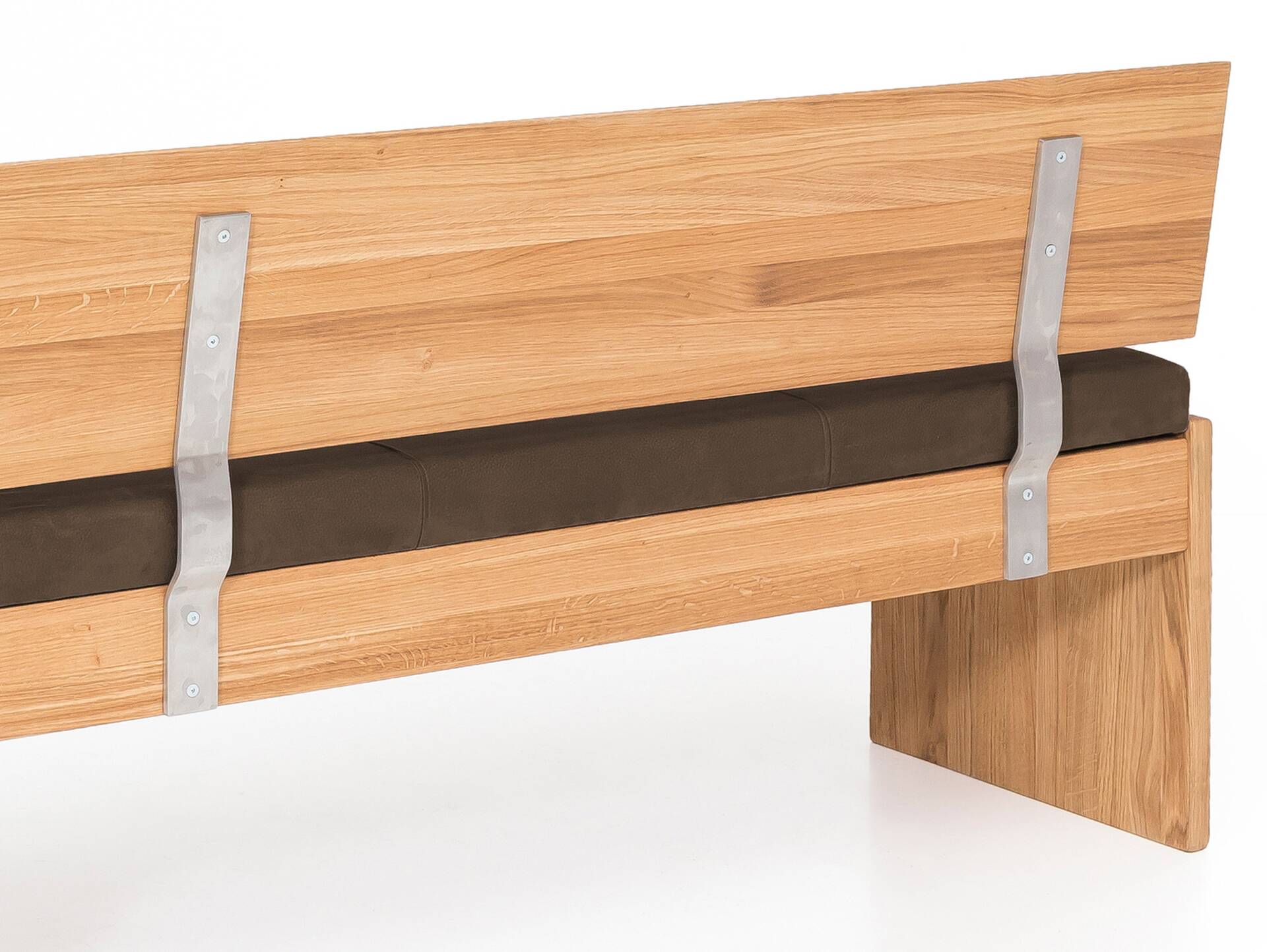 SCOTT Sitzbank / Truhenbank, Material Massivholz/Bezug Kunstfaser Kernbuche | 130 cm | mit Rückenlehne | nougat