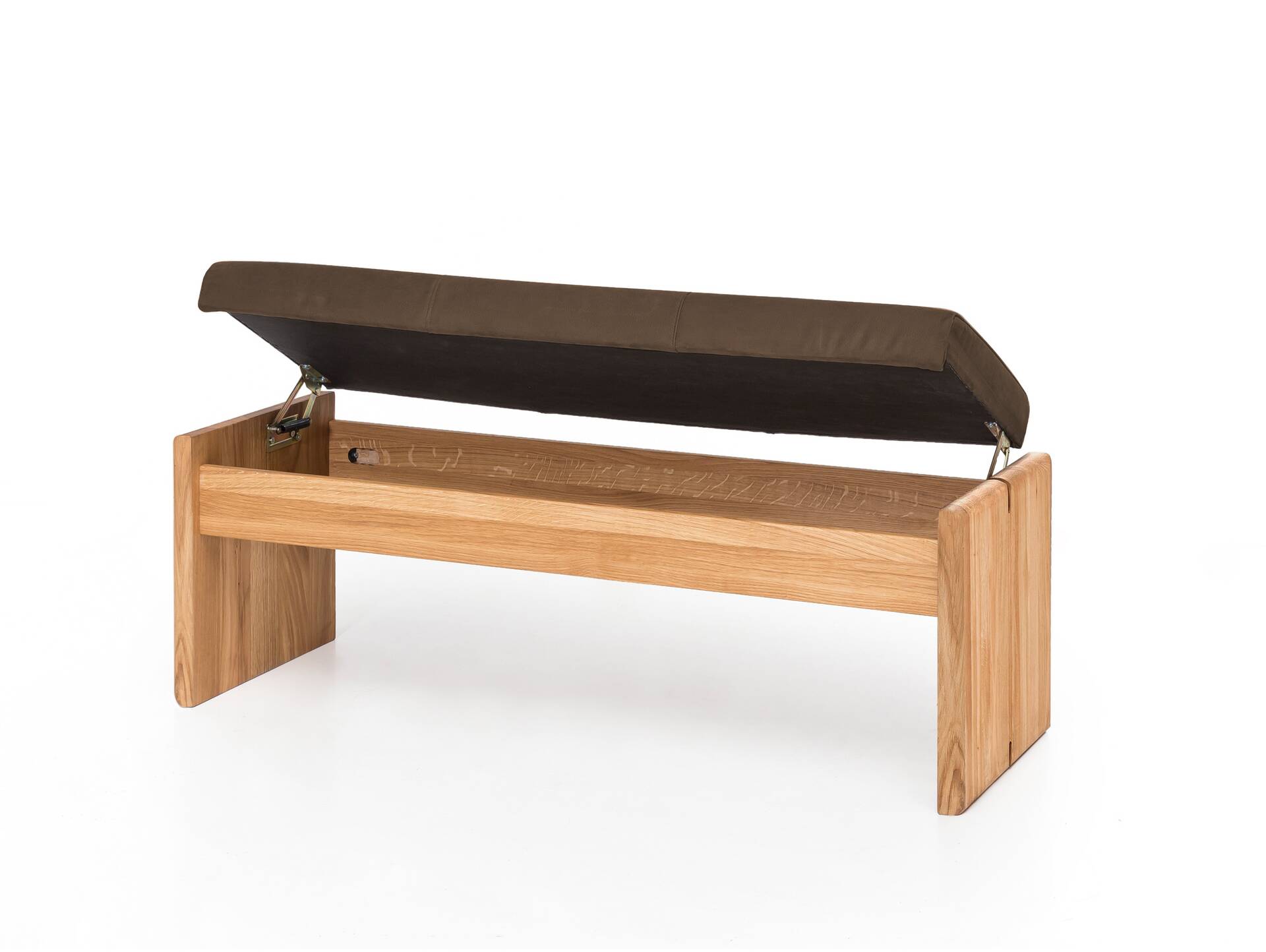 SCOTT Sitzbank / Truhenbank, Material Massivholz/Bezug Kunstfaser Kernbuche | 130 cm | ohne Rückenlehne | nougat