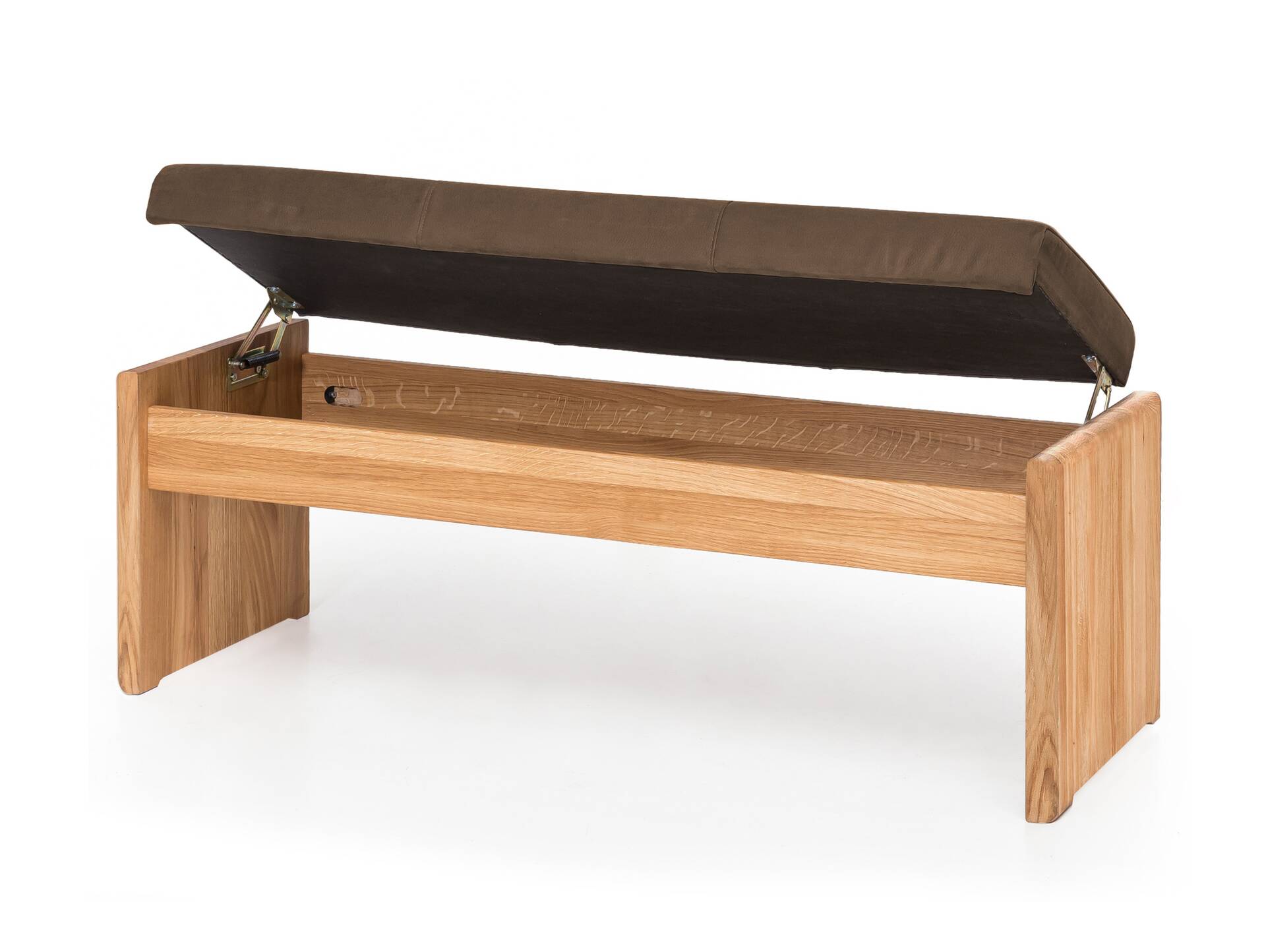 SCOTT Sitzbank / Truhenbank, Material Massivholz/Bezug Kunstfaser Eiche | 150 cm | ohne Rückenlehne | nougat