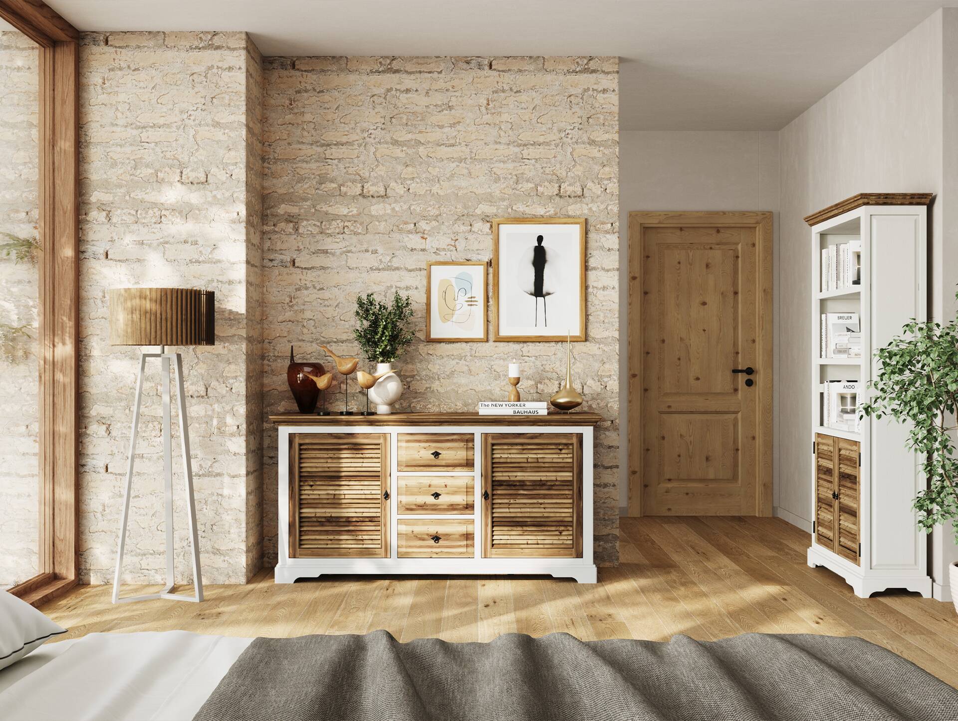 NOTTINGHAM Sideboard, recyceltes Altholz, teilmassiv 