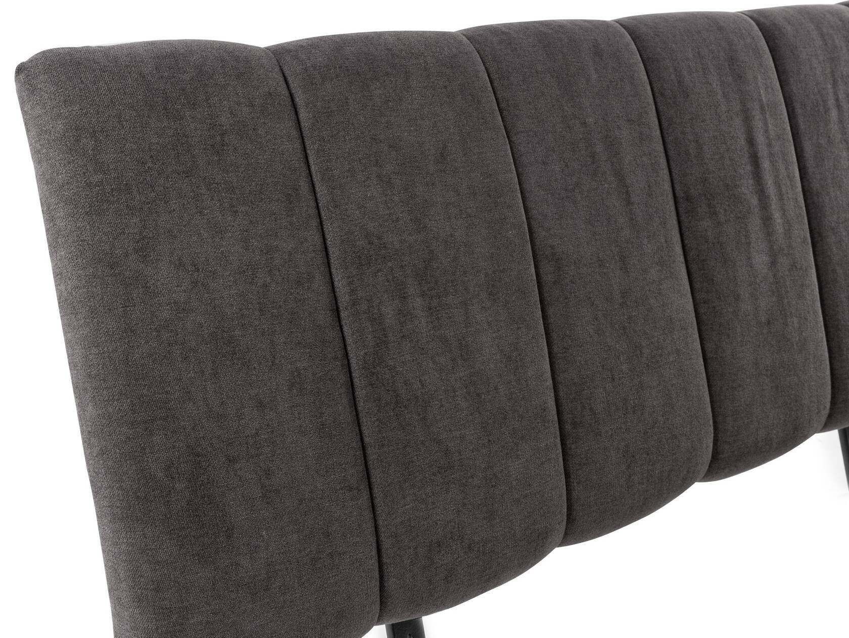 CURBY 4-Fuß-Bett mit Polsterkopfteil, Material Massivholz, rustikale Altholzoptik, Fichte 120 x 200 cm | natur | Stoff Anthrazit mit Steppung | Komforthöhe