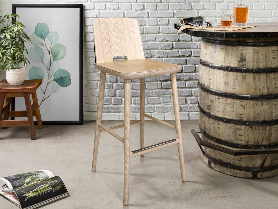 TAKITO Barstuhl, Material Massivholz, Esche lackiert Natur