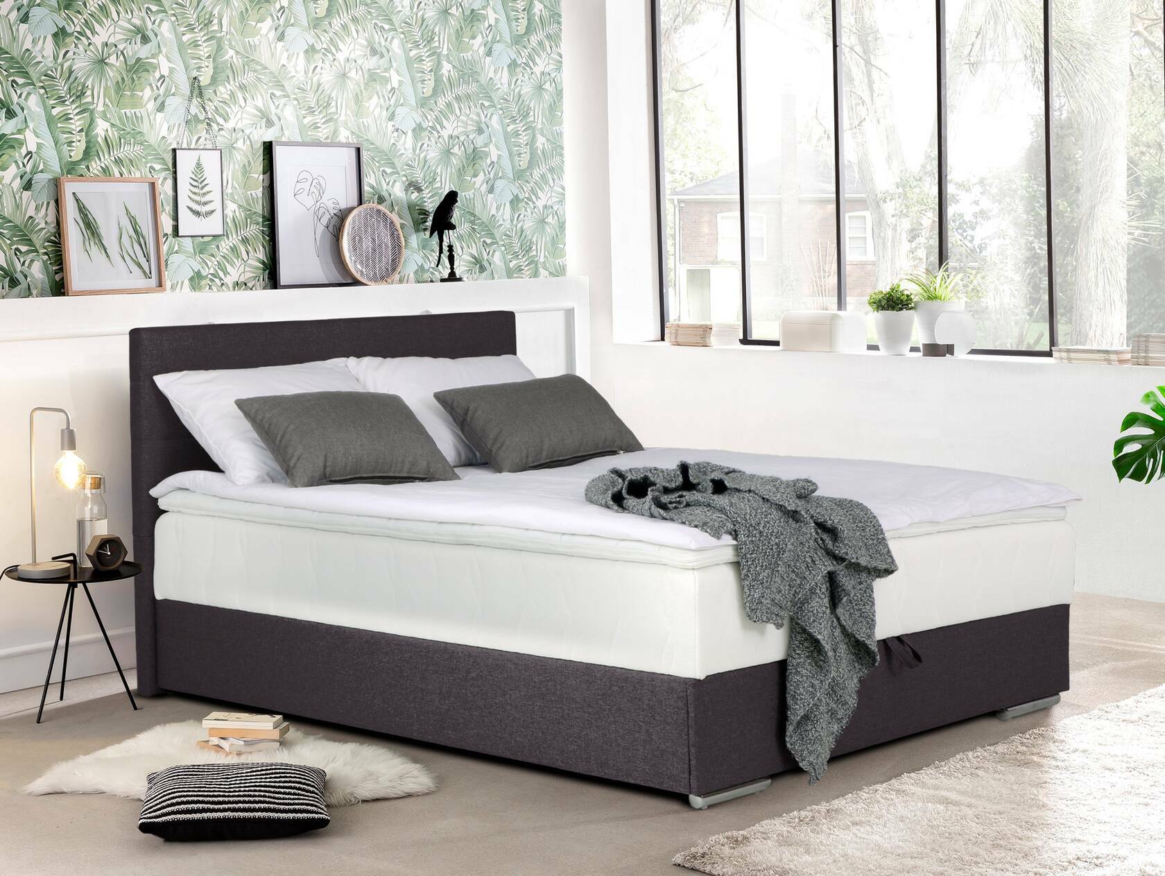 TALIDO Boxspringbett/Singlebett mit Bettkasten inkl. Topper 