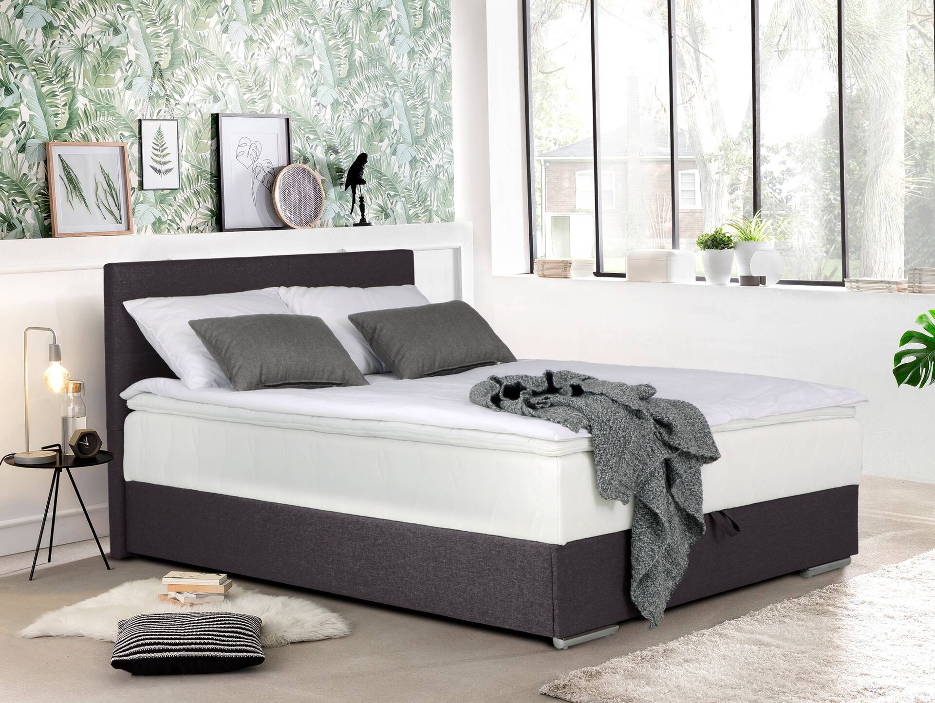 TALIDO Boxspringbett/Singlebett mit Bettkasten inkl. Topper 140 x 200 cm