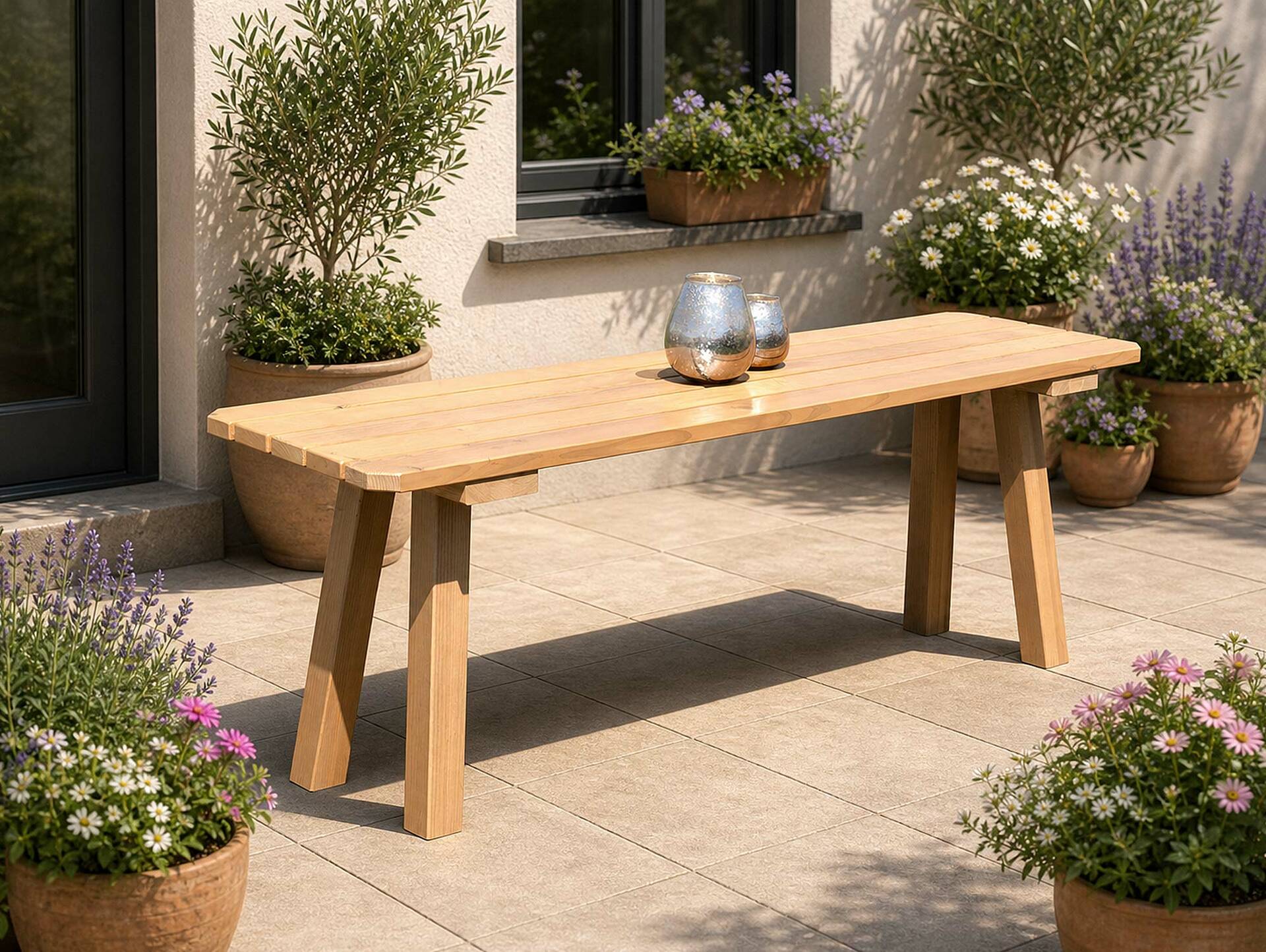 EIBSEE Gartentisch, Material Massivholz, Thermo-Fichte lasiert 160 x 60 cm