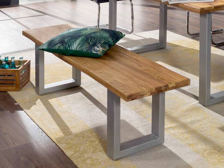 TOBAGO Sitzbank, Material Massivholz/Metall, Wildeiche 200 cm | schwarz