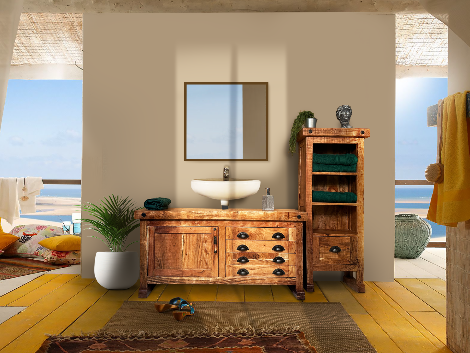 WINCHESTER Bad Standregal, Material Massivholz, Mango rustikal 