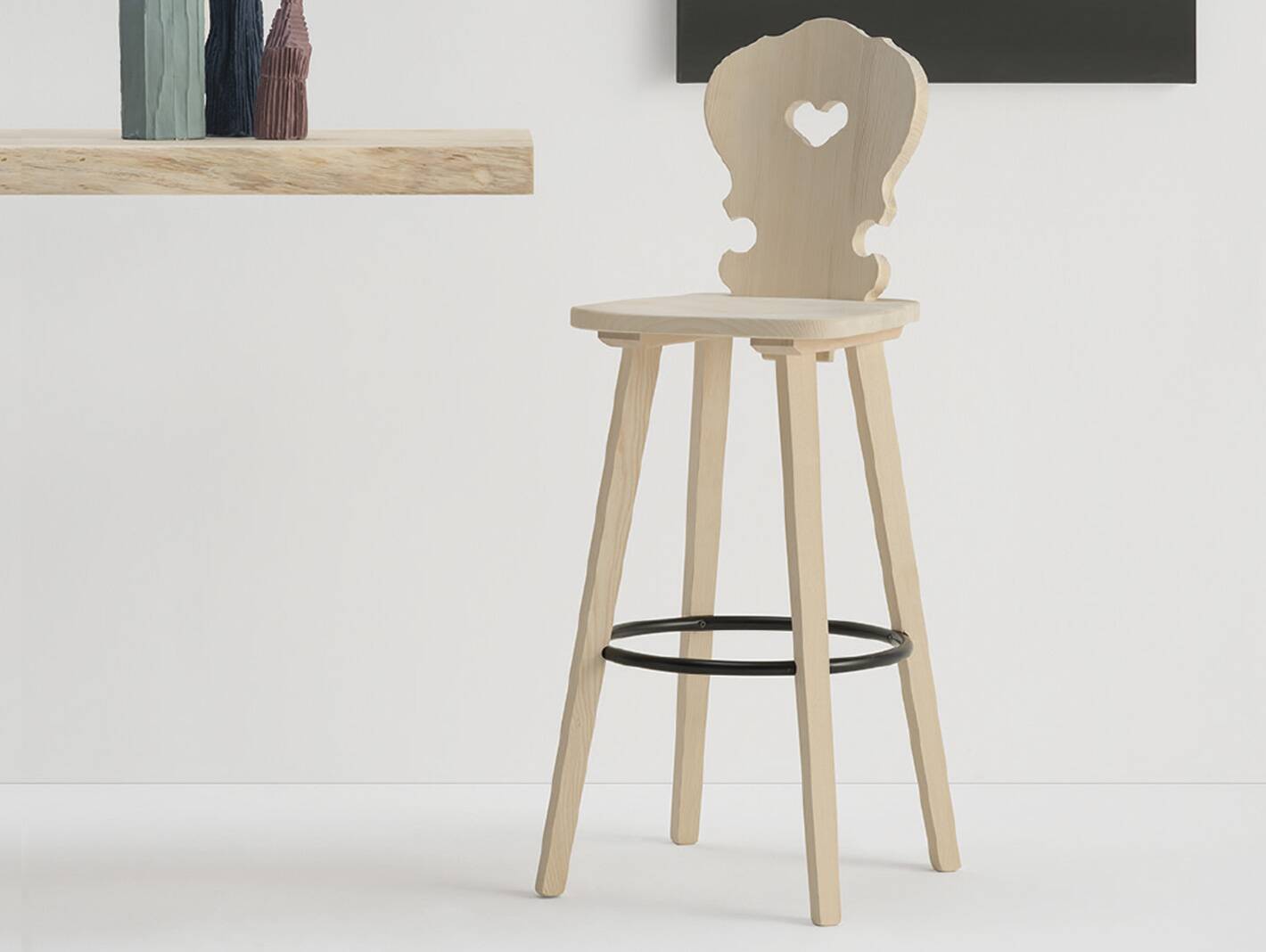 VALERIO Barstuhl, Material Massivholz, Fichte lackiert 