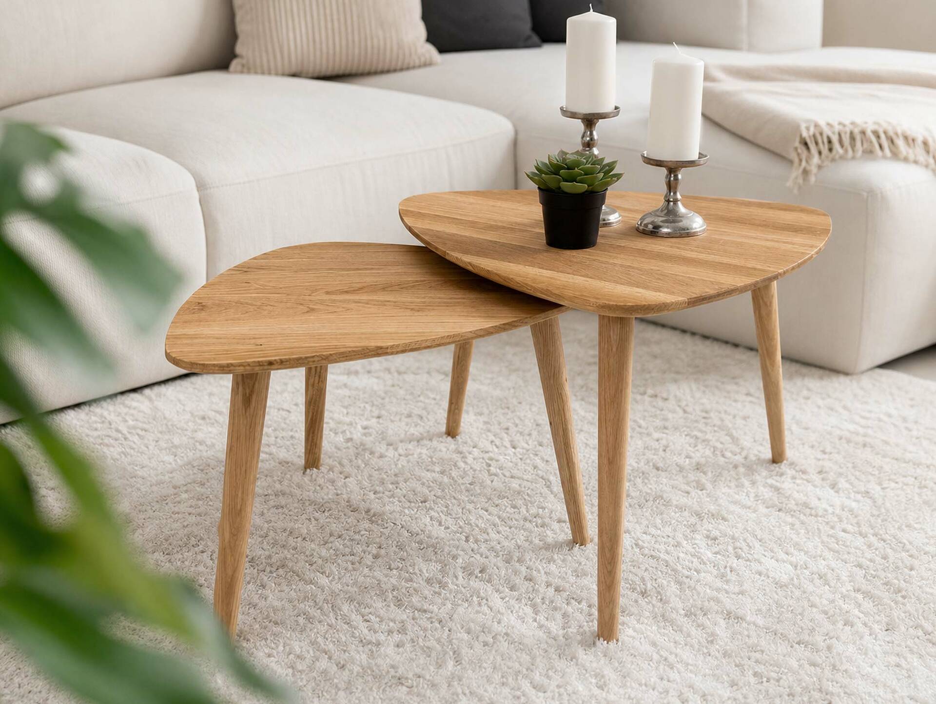 VELIA 2-er Set Couchtische, Material Massivholz, Eiche geölt 