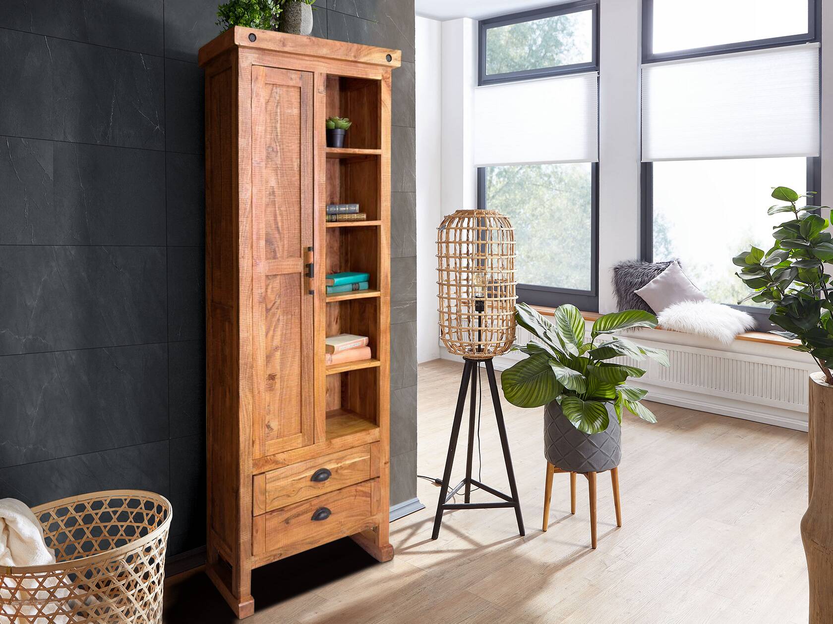 WINCHESTER Bad Standregal I, Material Massivholz, Mango rustikal 