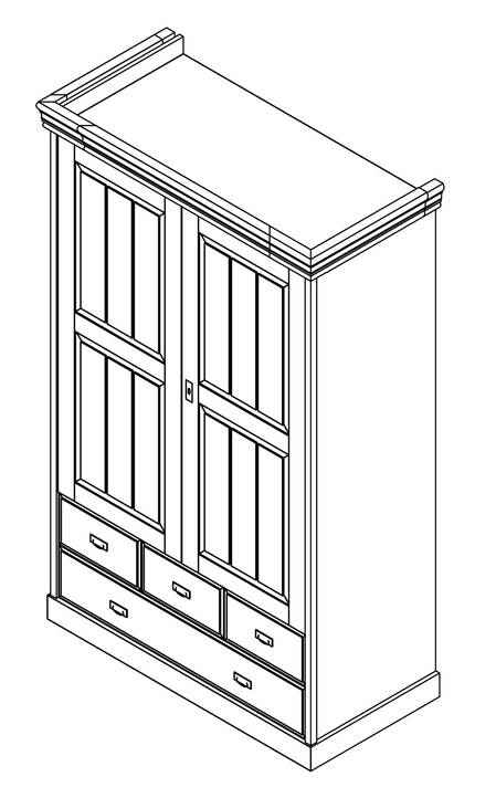 ROMAN Wäscheschrank, Material Massivholz, Kiefer weiss gewachst