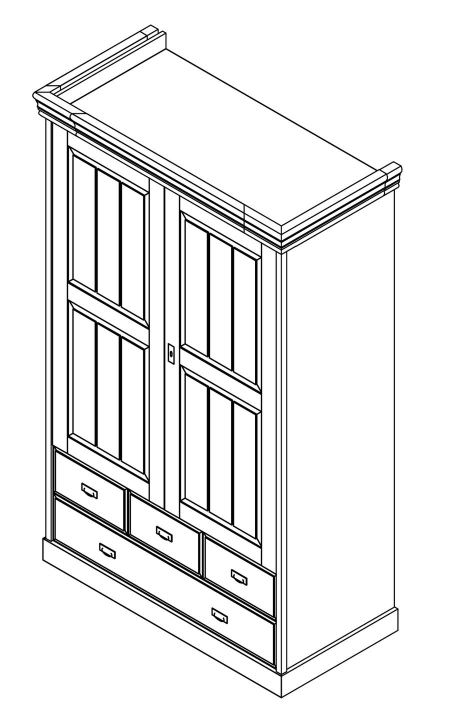 ROMAN Wäscheschrank, Material Massivholz, Kiefer weiss gewachst