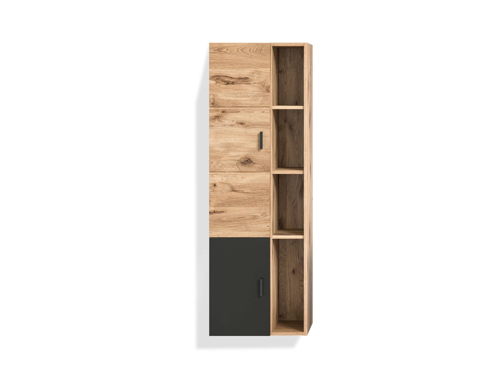 GOLDENBAY Midischrank fürs Badezimmer, Material Dekorspanplatte, Nox Oak Nachbildung/Grau matt 