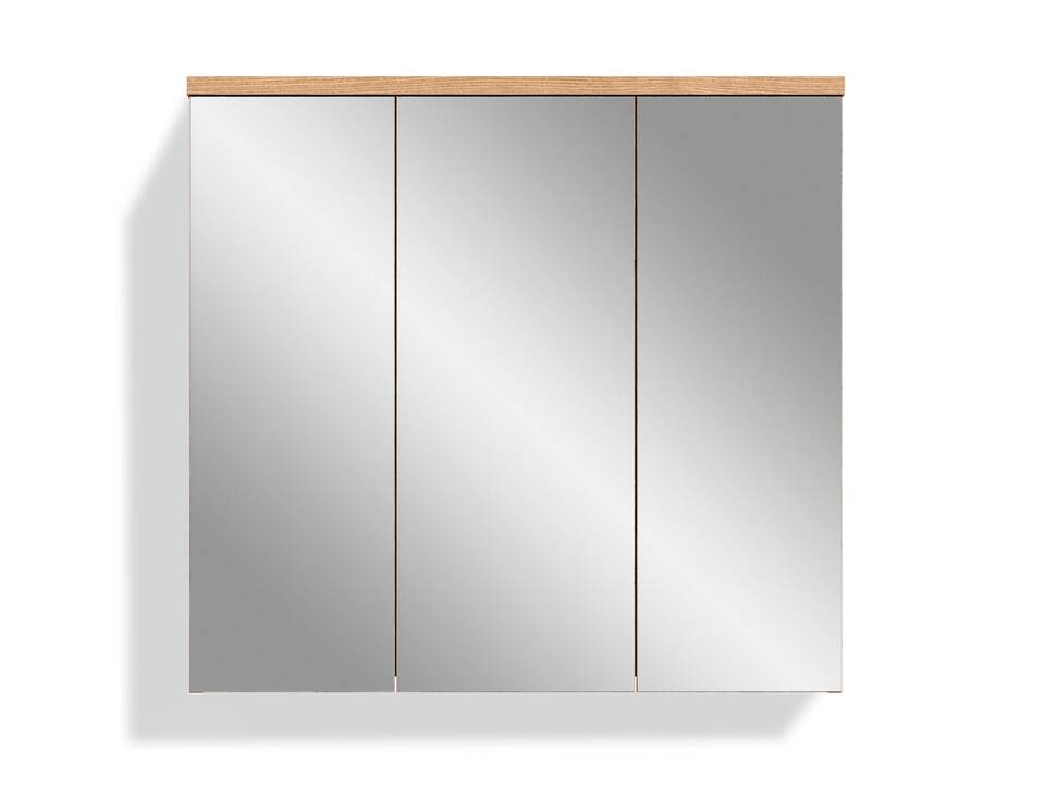 GOLDENBAY Spiegelschrank, Material Dekorspanplatte, Nox Oak Nachbildung/Grau matt 