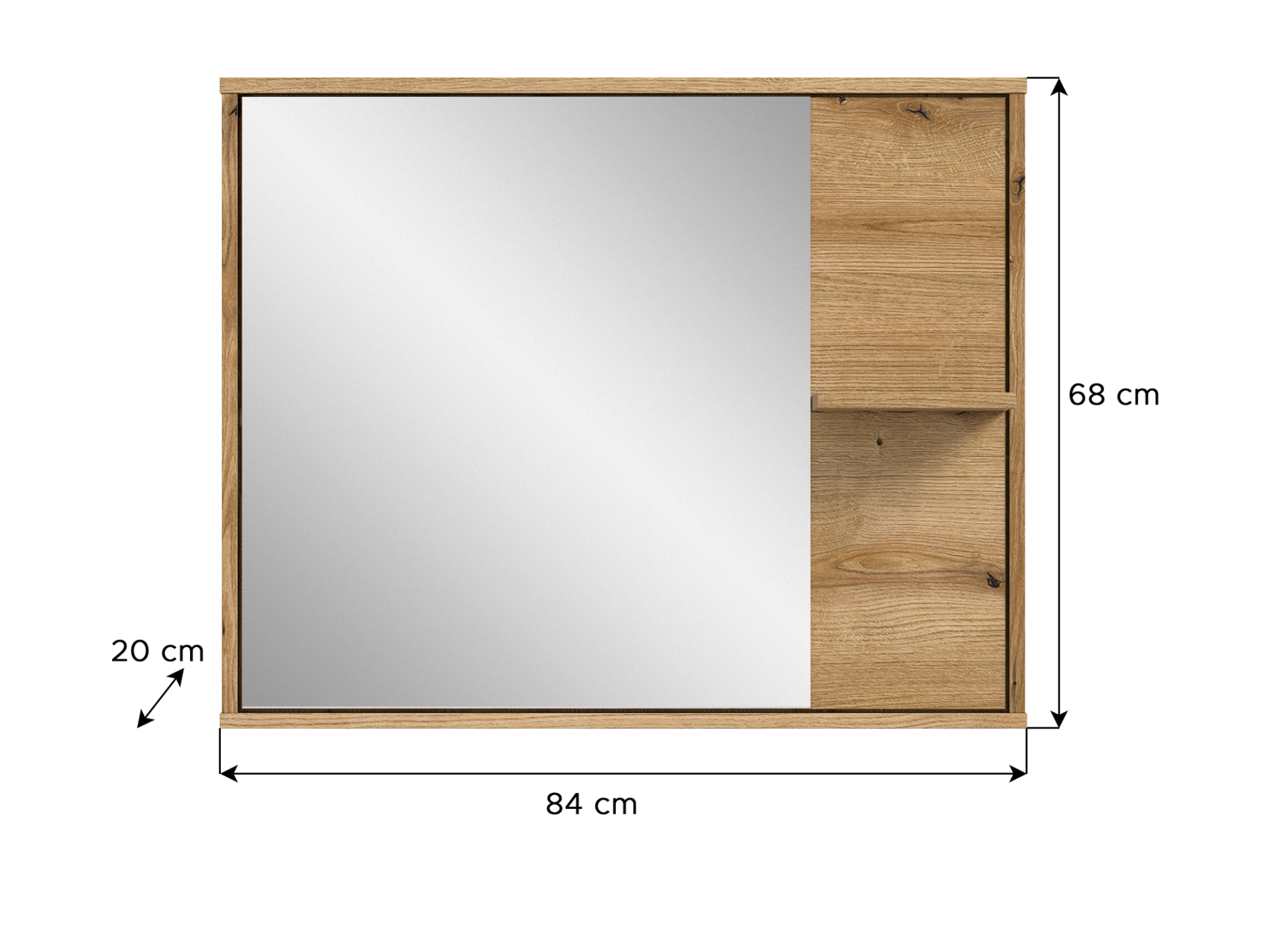 ZANTO Spiegel mit Regal, Material Dekorspanplatte, Evoke Oak Nachbildung 