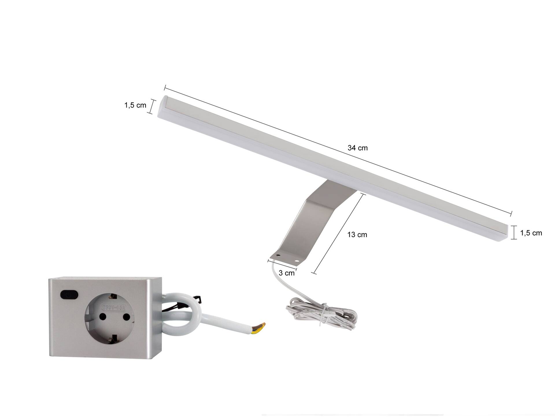LED Spiegelbeleuchtung/Aufsatzleuchte mit Schalter/Steckdose 