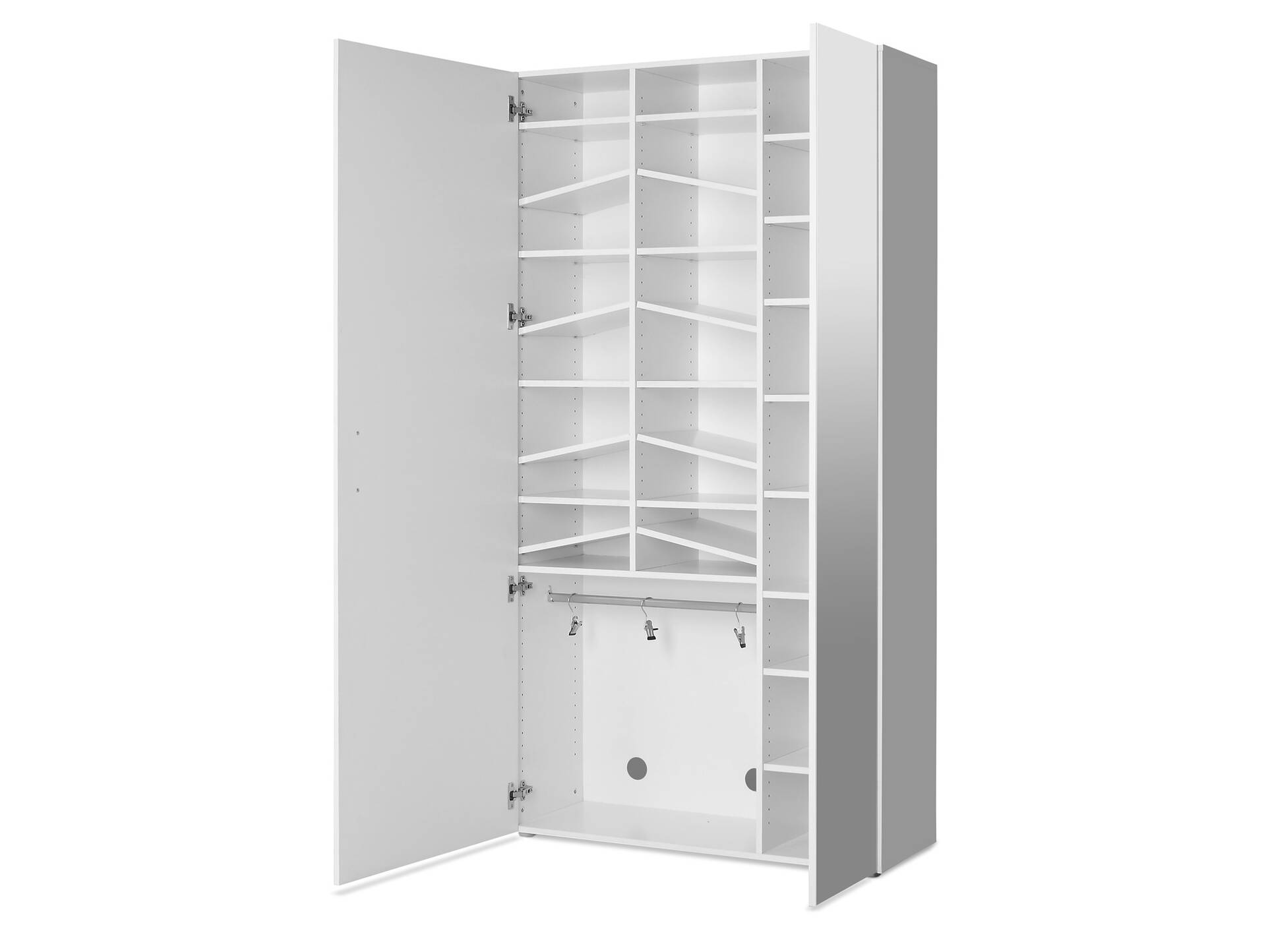 YVI Schuhschrank mit Spiegel, Material Dekorspanplatte, weiss Hochglanz 
