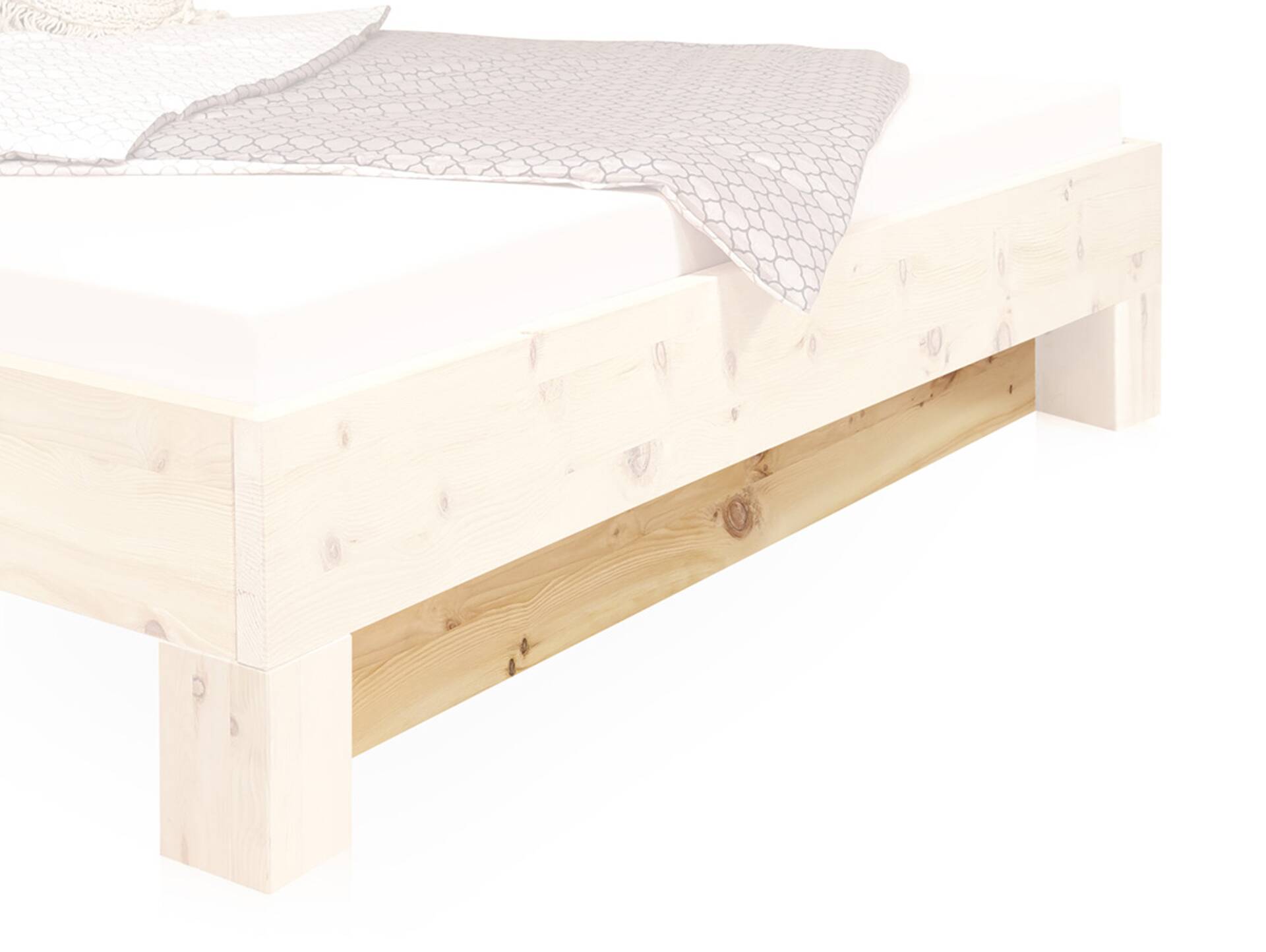 ZARUBA Blende zum 4-Fuß-Bett, Material Massivholz, Zirbe Zirbe unbehandelt | Standardhöhe