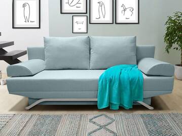 SAVOS Schlafsofa, Stoffbezug und Bettkasten 