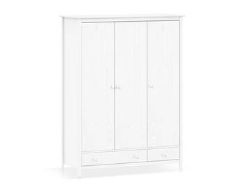 TOBINO Kleiderschrank 3trg, Material Massivholz, Kiefer Kiefer weiss | Holz