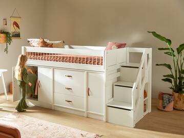 LIFETIME Kidsrooms All-In-One-Kinderbett, Material Massivholz, Kiefer white wash