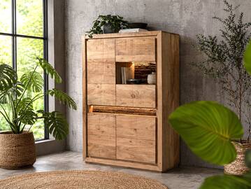 BATTURO Highboard II, Material Massivholz, Akazie lackiert rechts