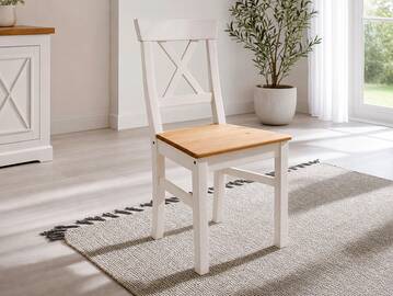 BORNHOLM Esstischstuhl, Material Massivholz, Kiefer weiss/eichefarbig 