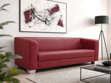 CHICAGO 3-Sitzer Sofa, Material Kunstleder weinrot