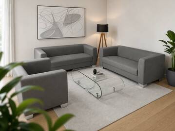 CHICAGO 3-2-1 Sofagarnitur, Material Kunstleder grau