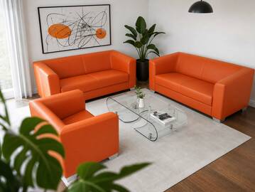 CHICAGO 3-2-1 Sofagarnitur, Material Kunstleder orange