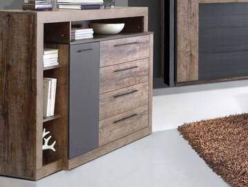 ERLIN Sideboard, Material Dekorspanplatte, schlammeichefarbig