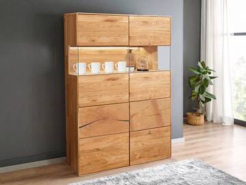 SARRAGOSSA Highboard II, Material Massivholz, Wildeiche geölt