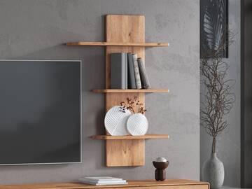 ANDINO Wandboard mit 3 Böden, Material Massivholz, Wildeiche geölt 