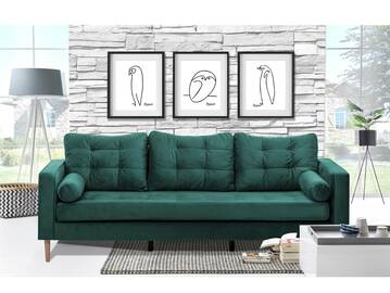 GLAMMI 3-Sitzer Sofa mit Samtbezug, Füße Buche massiv 