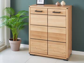 GOJA Schuhschrank II, Material teilmassiv, Artisan Wildeiche/graphitfarbig