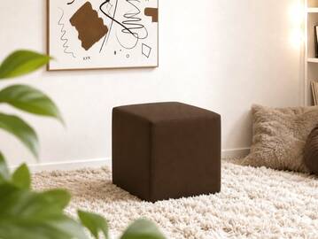 KUBUS Bequemer Sitzwürfel, Material Kunstleder 48x43x43 Bandscheibenwürfel braun