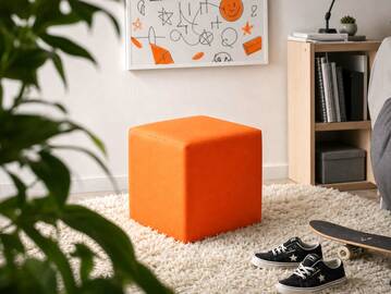 KUBUS Bequemer Sitzwürfel, Material Kunstleder, 39x34x34 cm Bandscheibenwürfel orange