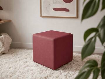 KUBUS Bequemer Sitzwürfel, Material Kunstleder, 39x34x34 cm Bandscheibenwürfel weinrot
