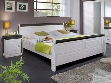 ROMAN Massivholzbett Kiefer weiss 