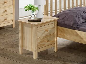 TOBINO Nachtkommode mit 2 Schubladen, Material Massivholz, Kiefer 