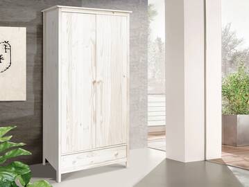 TOBINO Kleiderschrank, Material Massivholz, Kiefer Kiefer weiss | Holz