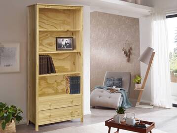 TOBINO Bücherregal 4 Fächer, Material Massivholz, Kiefer 