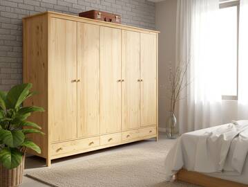 TOBINO Kleiderschrank 5trg, Material Massivholz, Kiefer