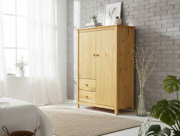 TOBINO Kleiderschrank/Wäscheschrank 2trg, Material Massivholz, Kiefer Kiefer natur | Holz