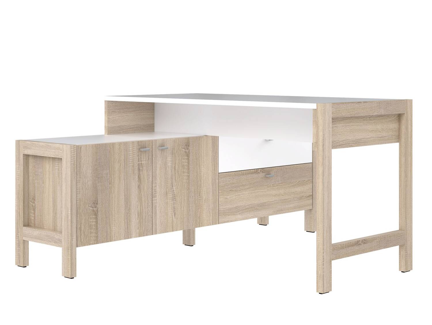 HALDO Komplettbüro, Material Dekorspanplatte, Eiche sonomafarbig/weiss 