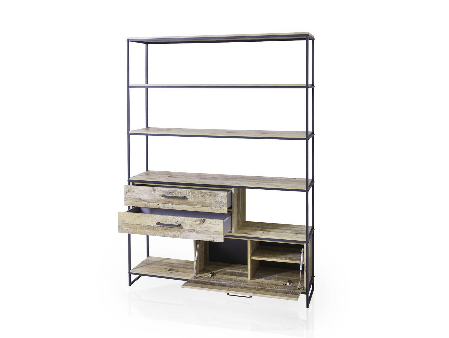 RAMINA Regal I, Material Dekorspanplatte, Used Style braun/anthrazit 