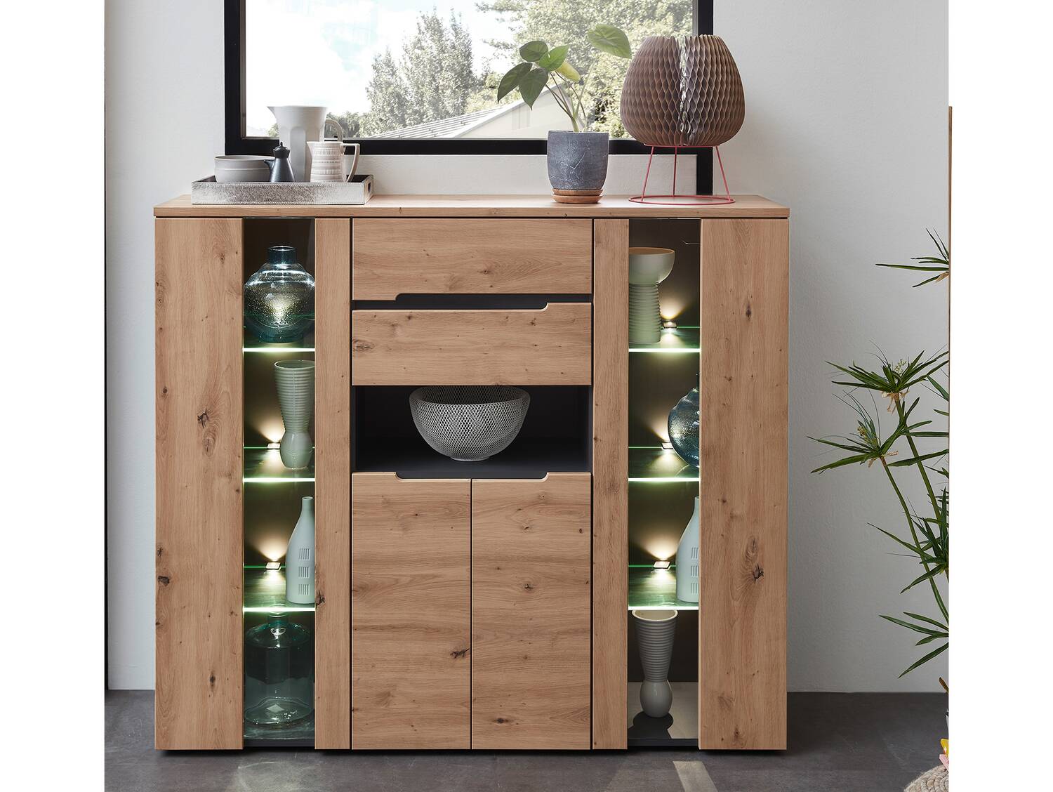 MAILAND Highboard, Material MDF, Artisan eichefarbig 