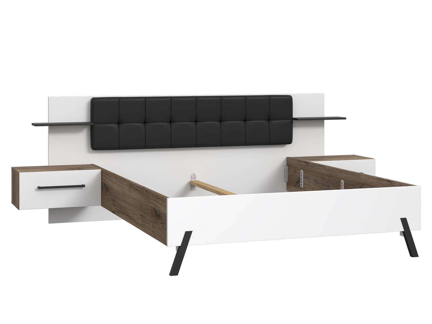 KACY Komplett Schlafzimmer, Material Dekorspanplatte, Flagstaff Eichefarbig/Weiß 270 cm