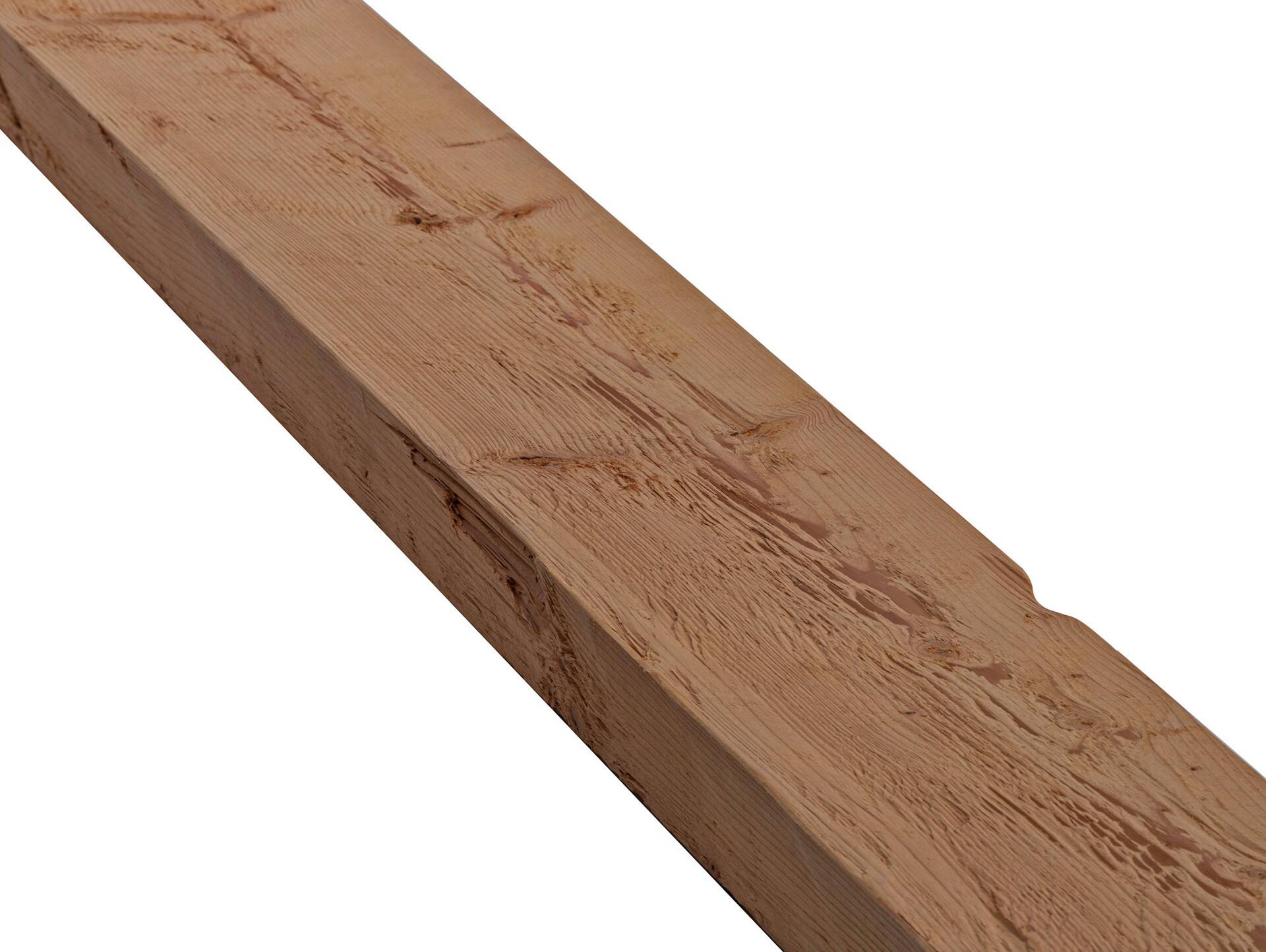 THERMO-U-Balken / Zierbalken gehackt, THERMO-Lärche, Material Massivholz 120 x 80 mm | 1 Meter
