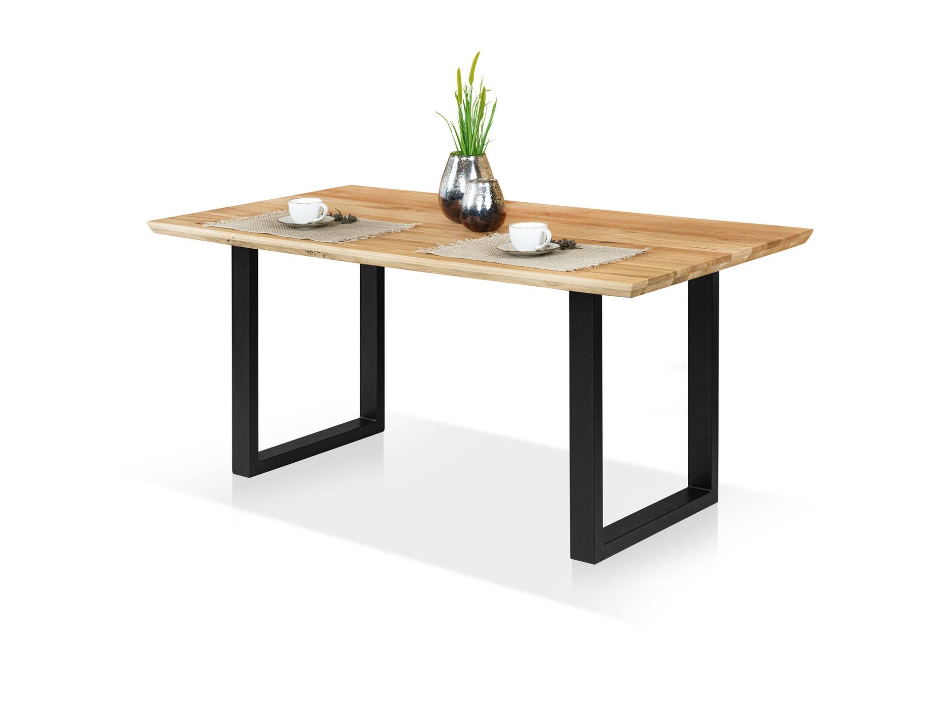 DAYTONA Esstisch, Material Massivholz, Beine Metall schwarz pulverbeschichtet 140 x 90 cm